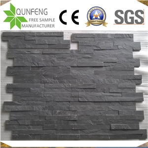 China 10X36CM Natural Black Stacked Slate Thin Stone Veneer