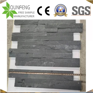 China 10X36CM Split Face Z Stone Thin Black Slate Wall Panel