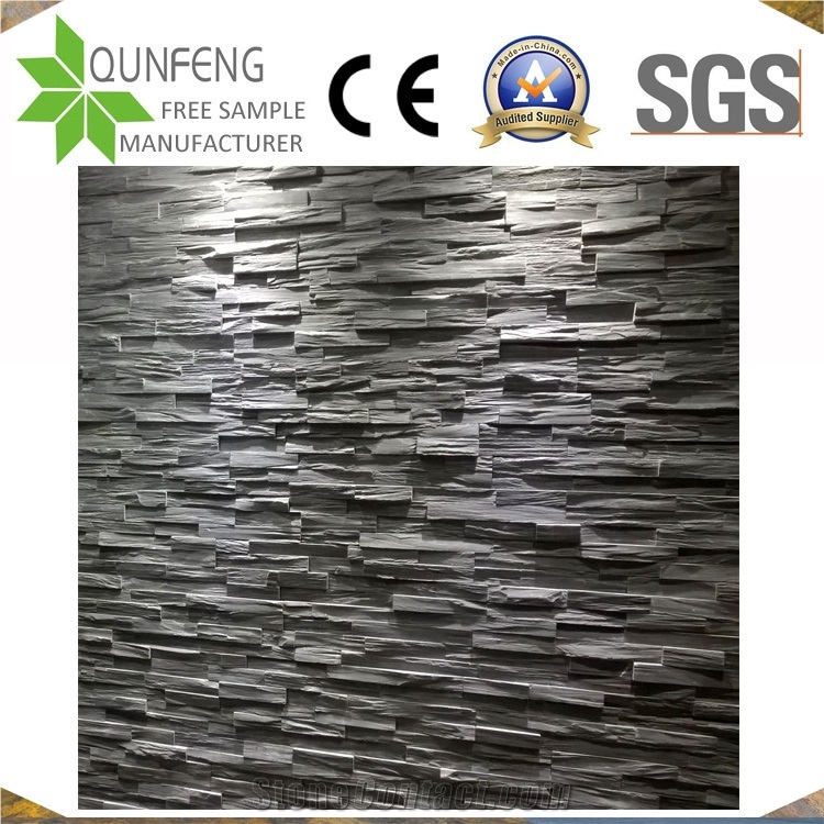 China Black Culture Stone Veneer Split Slate Ledger Panel