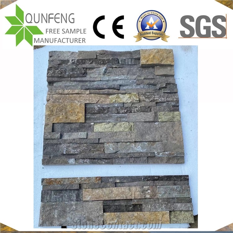 China Brown Stacked Stone Wall Limestone Ledger Panel
