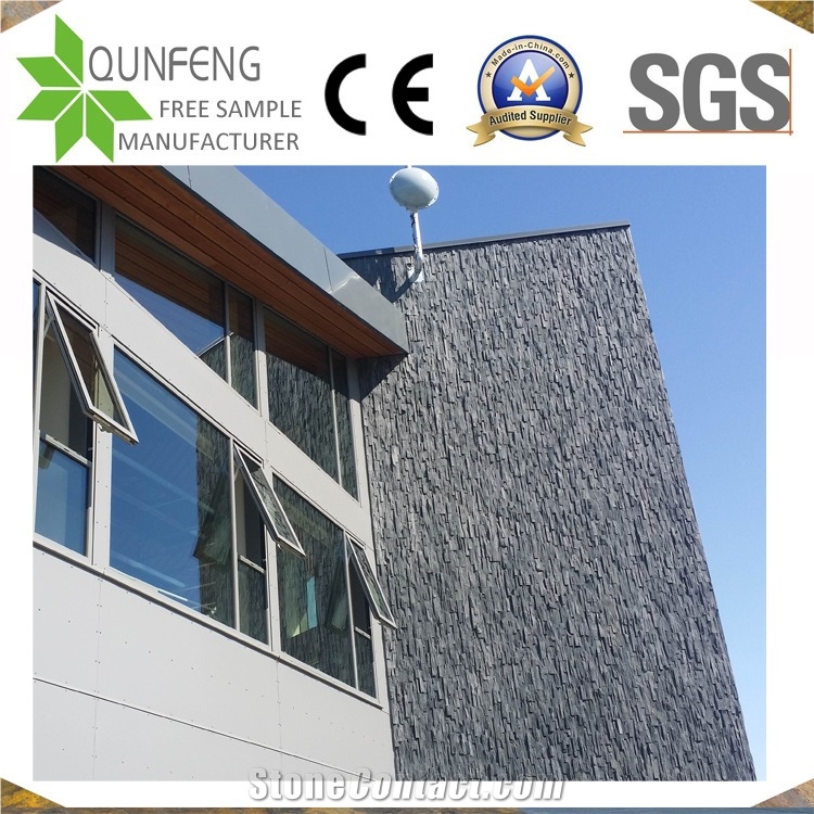 China Interior/Exterior Stone Wall Panel Black Slate Ledger