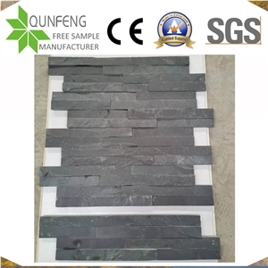 China Piedra Natural Black Slate Stone Split Face Mosaic