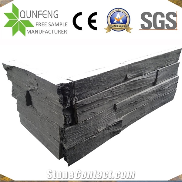 China Split Surface Culture Stone Black Slate Ledger Panel