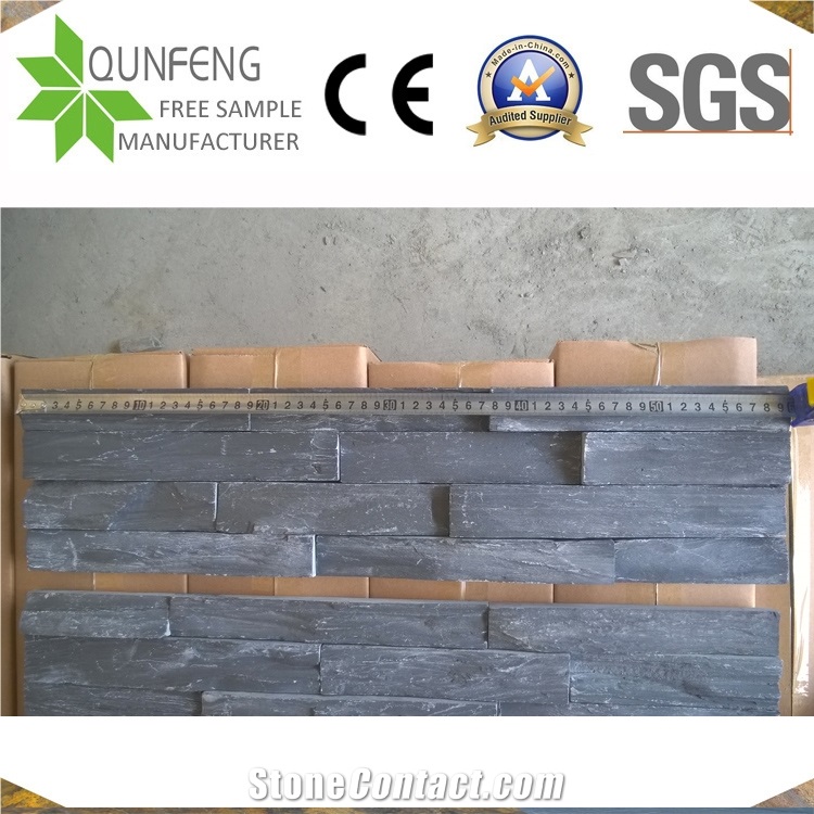 China Wall Cladding Panel Natural Black Slate Ledge Stone