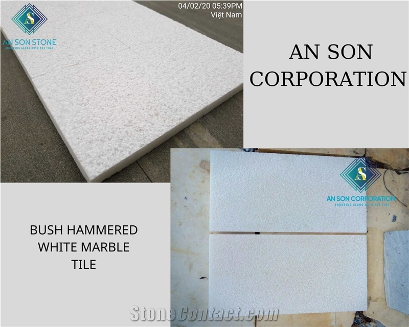 Bush Hammered White Marble Tle