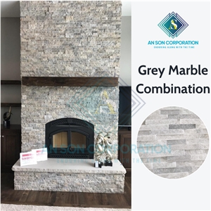 Stone Veneer Wall Fireplace Surround