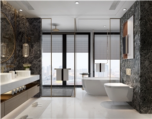 Dark Emperador Spain Gray Natural Terrazzo Marble Slab Tile