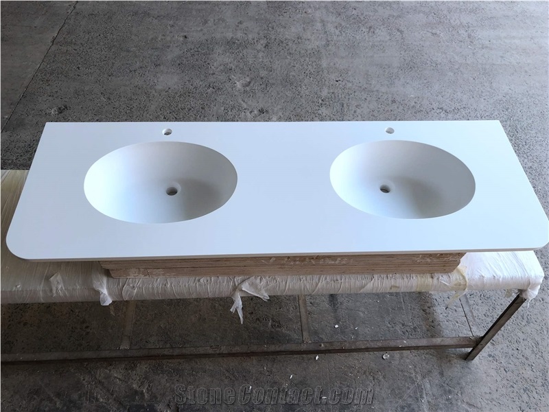 Artificial Stone Acylic Solid Surface Pure White Bathroom Tops