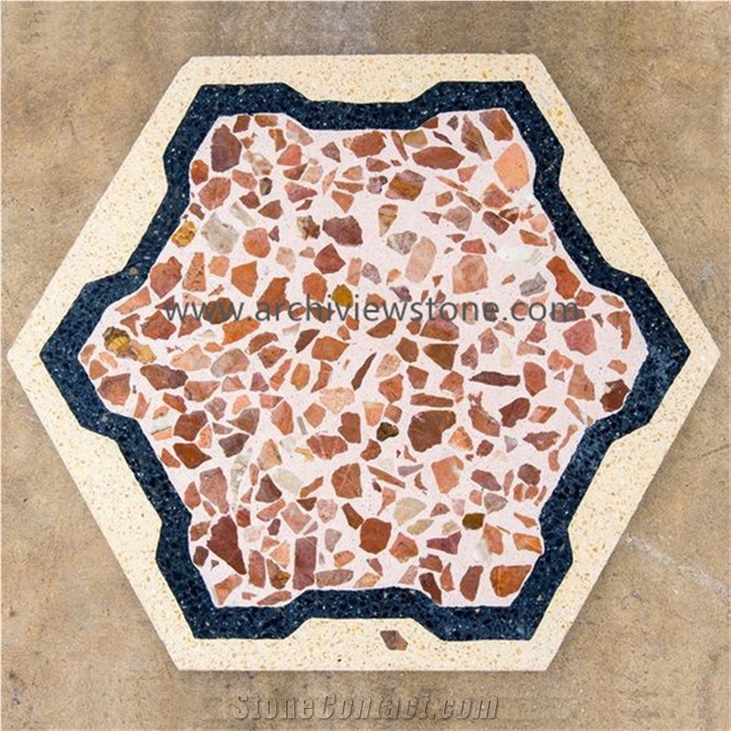 Golden Dream Orange Cement Terrazzo Slab Tiles