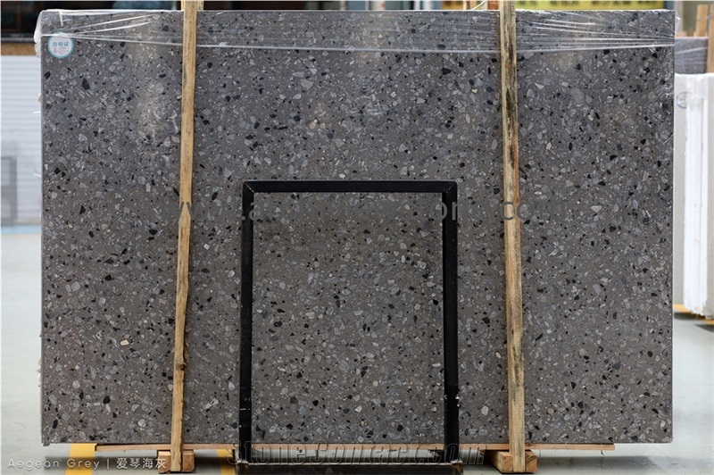 Gray Cement Terrazzo Glass Slabs Tiles