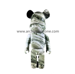 Camellia Green Marble Bearbrick Look Sculpture