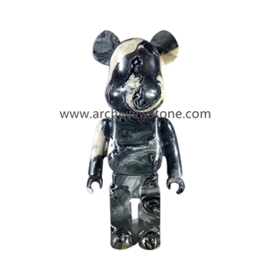 Ice Jade Green Marble Bear Animal Statue For Home Decoration