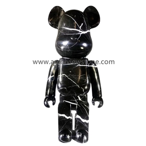Nero Marquina Marble Gloomy Bear Look Statue Home Decoration