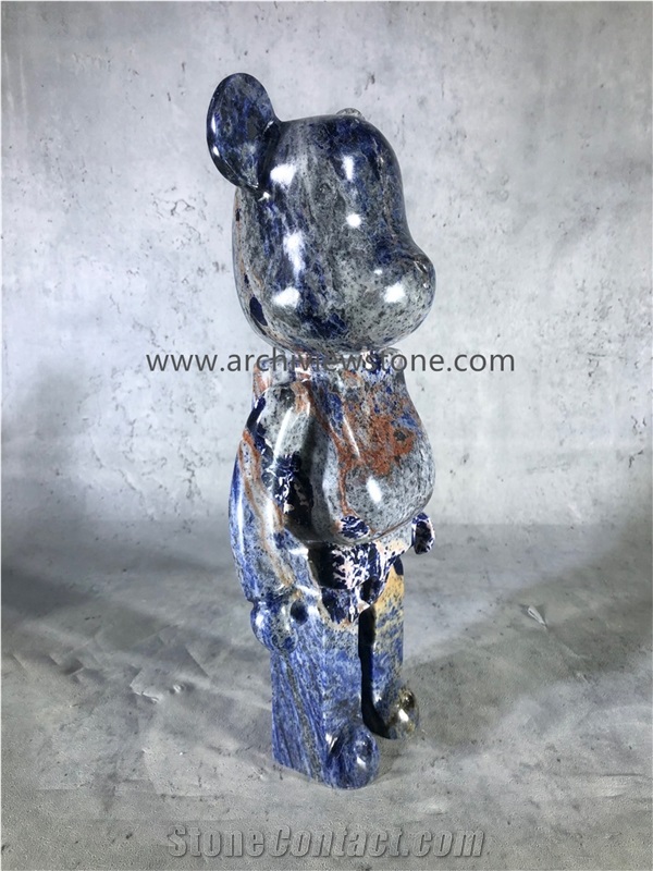 Royal Blue Gloomy Bear Stone Animal Sculpture