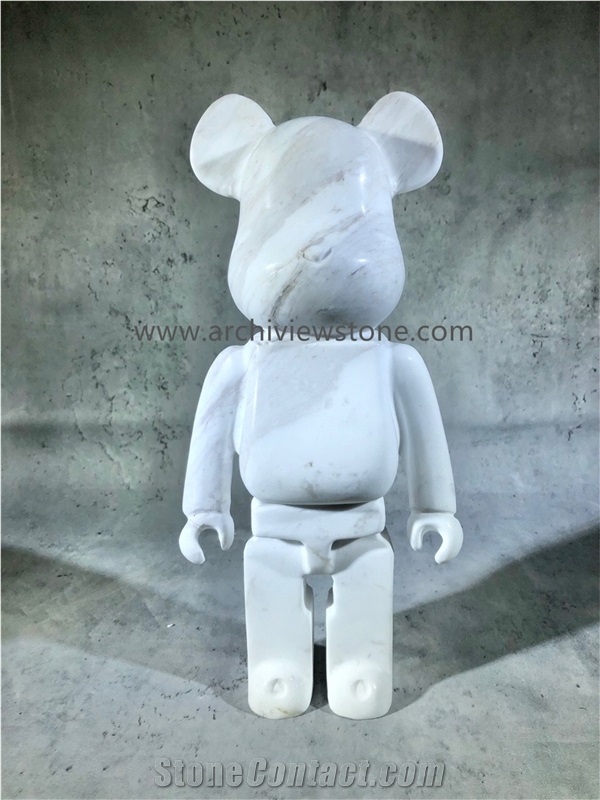 Volakas White Gloomy Bear Look Sculpture Home Decoration