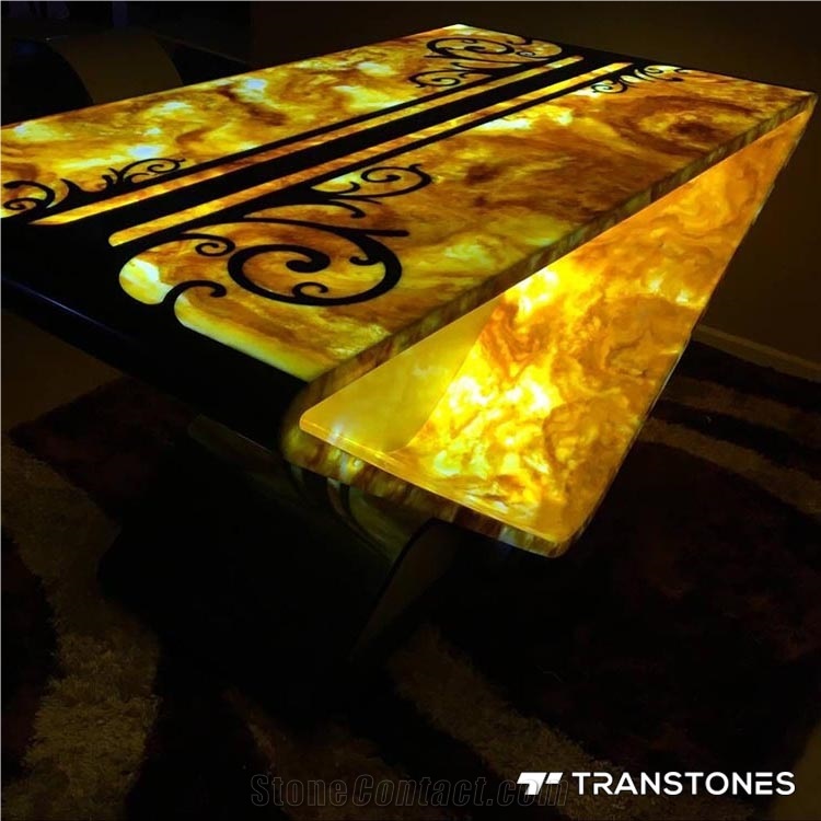 Gold Artificial Stone Decorative Acrylic Table Top