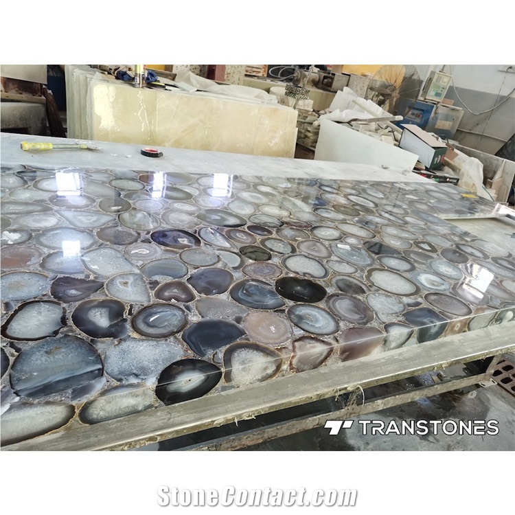 Natural White Agate Slabs Backlit  Agate Tiles F Agate Table