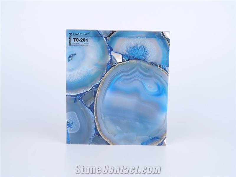 Wall Decoration Natural Blue Agate Translucent Slabs