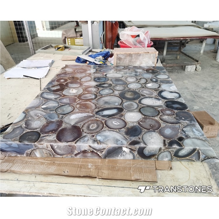 White Agate Stone Backlit For Kitchen Table