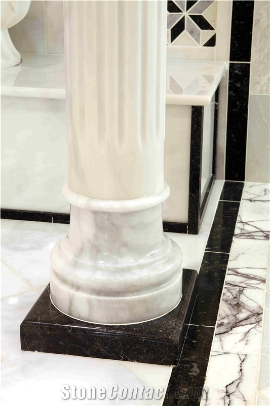 Turkish Afyon White Milky White Marble Column Pillar Shaft