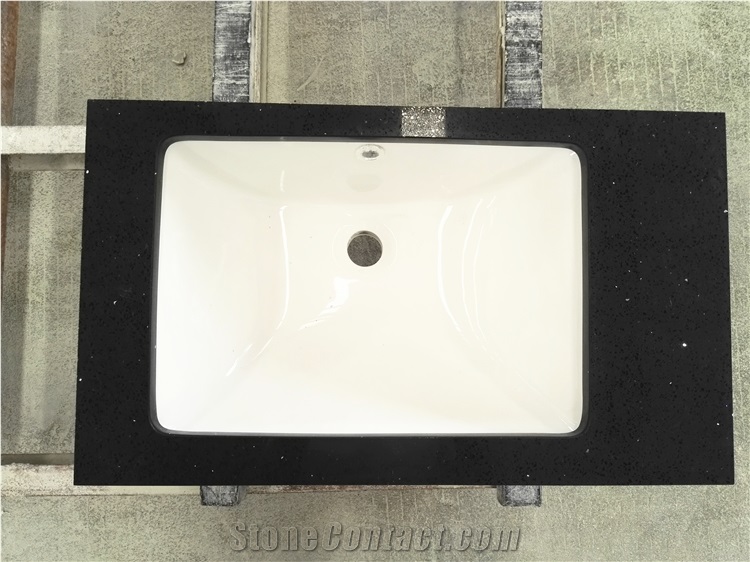Artificial Quartz  Sparkle Black Quartz Bathroom Vanity Tops