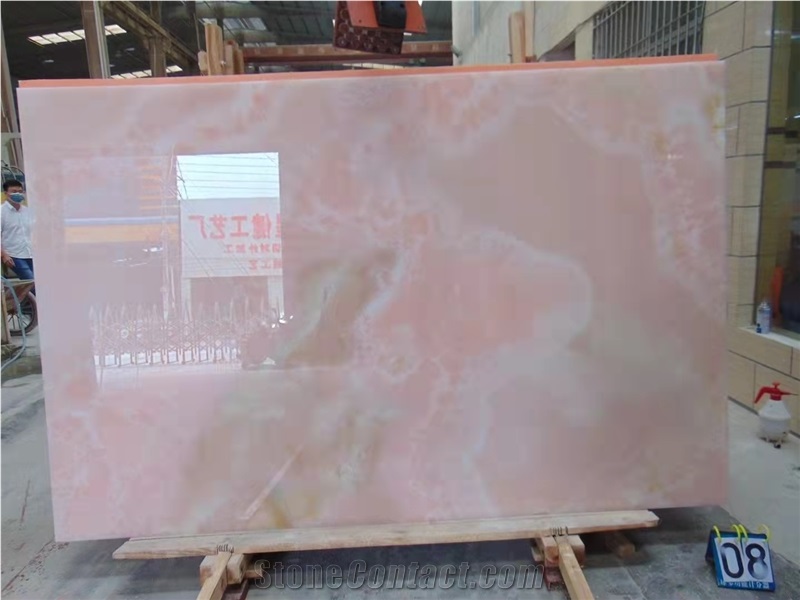 2021 Popular Pink Rosa Onyx Slab For Kitchen And Island