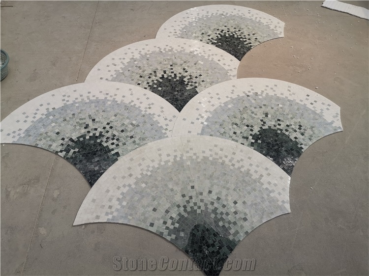 Fanshaped Marble Stone Mosaic Floor Wall Covering Pattern