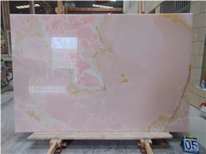 Hot Sell Pure Pink Onyx Stone Slab Tile For Wall And Table