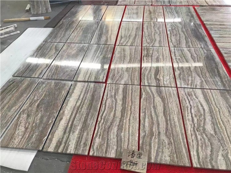 Italy Ocean Silver Grey Travertine Roman Slabs Floor Cover