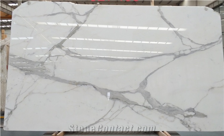 Polished Natural Stone Calacatta White Marble Slabs