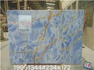 Popular Book Matched Blue Ice Onyx Stone Slab