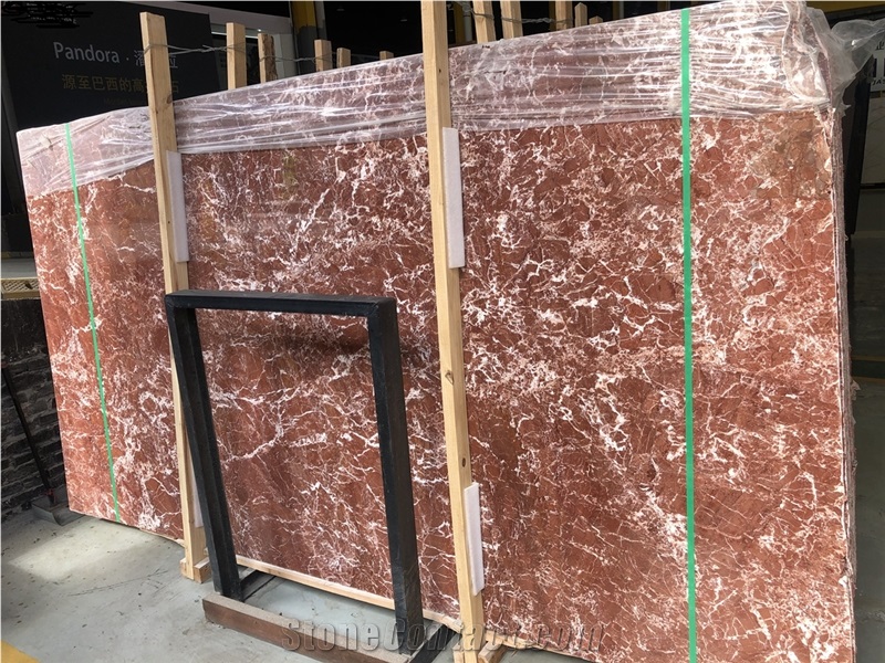 Rosso Francia Semiclassico Marble Slabs Tiles As Medallion