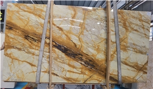 Siena Gold Marble Slabs, Yellow Marble Floor Medallion Tiles