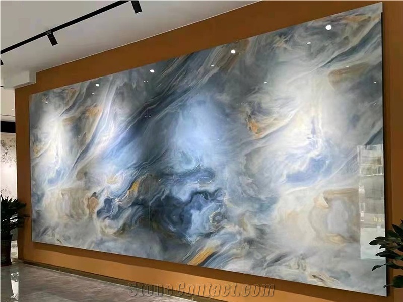 Impressions Of Van Gogh Blue Sintered Stone Slab For Wall