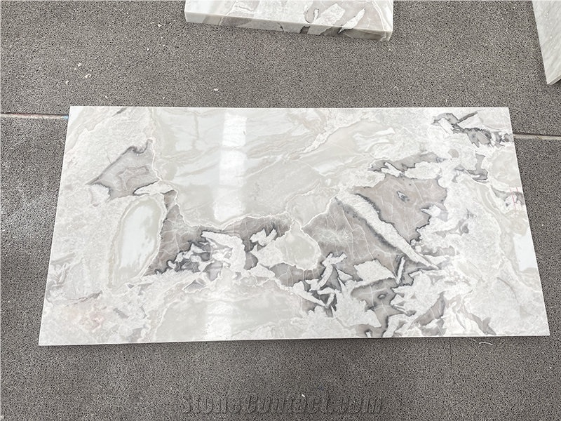 Custom Bianco Picasso Marble Tabletops For Kitchen