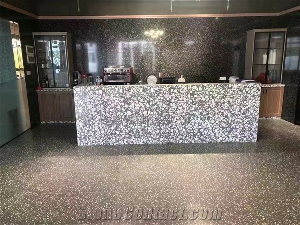 MA803  BLACK TERRAZZO WITH ROUND CHIPS