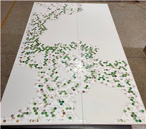 3D Convex Art Green Color Mop Shell Mosaic  Mother Of Pearl