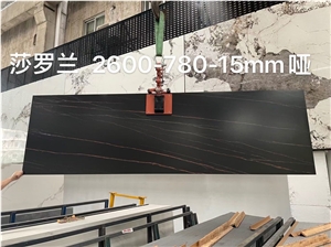 Black Sintered Stone Slab Interior Kitchen Design