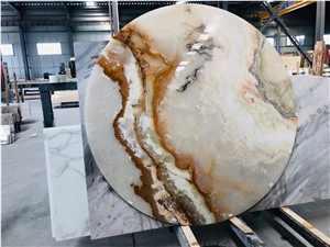 Rounded Square White Marble Tops Table Tea Table