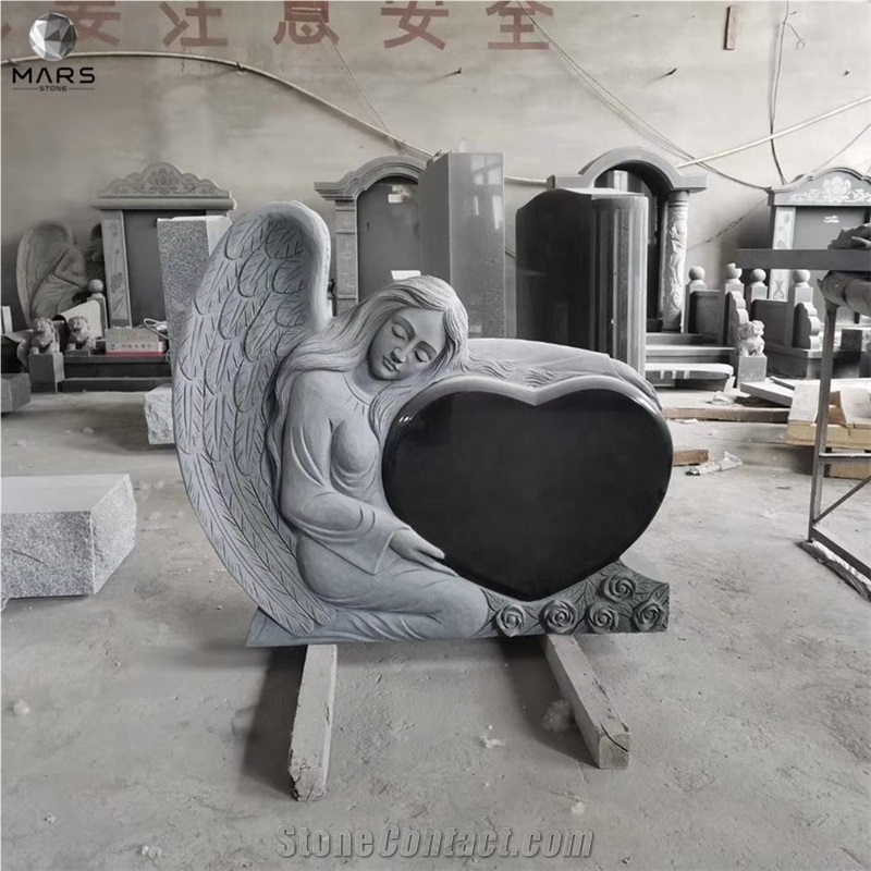 2021 Popular Customized Made White Marble Angel Tombstones