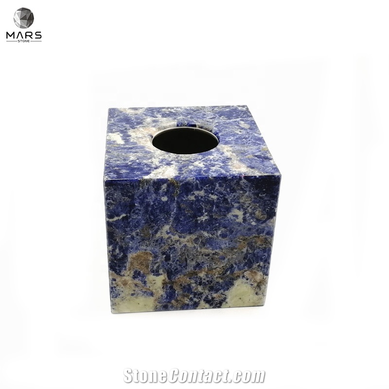 Luxury Blue Granite Stone Paper Napkins Tissue Box