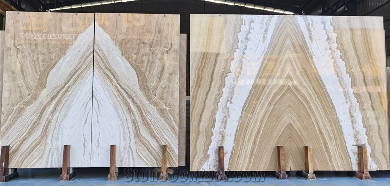 Bookmatch Wooden Yellow Onyx Slabs