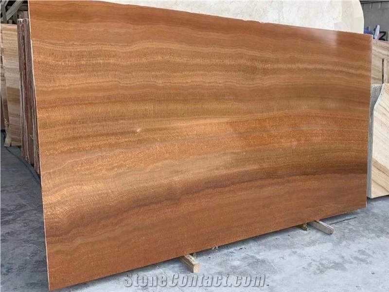 Polished Wood Grain Red Onyx Slab