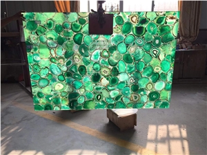 Green Agate Semiprecious Stone Backlit Slabs For Countertop/Wall