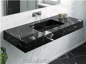 Manmade Nero Marquina Artificial Marble Stone Countertop
