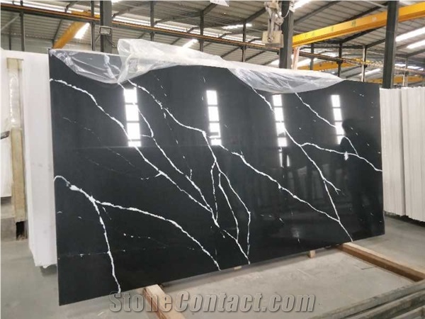 Manmade Nero Marquina Artificial Marble Stone Countertop