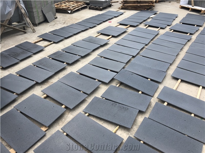 Hainan Black Basalt Honed Tiles, Lava Stone Tiles
