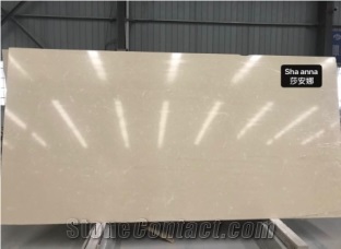 Artificial Stone Polished Beige Marble Slab And Tile
