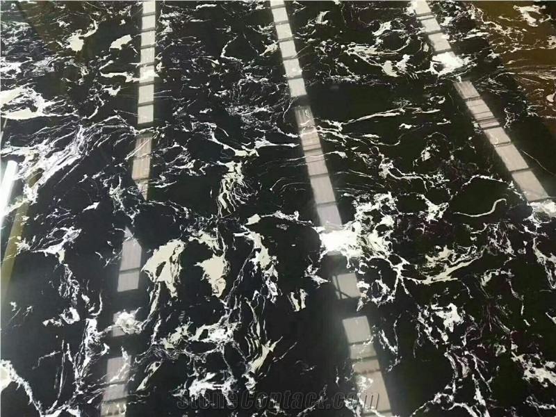 Black Marble Artificial Stone Tiles And Slabs