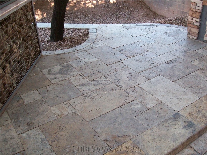 Commercial 1 Travertine Tumbled French Pattern Pavers